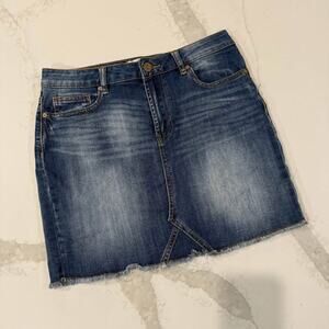 Indigo Rein Denim Jean Mini Skirt Women's 7/27 Dark Wash Blue Frayed Hem Western